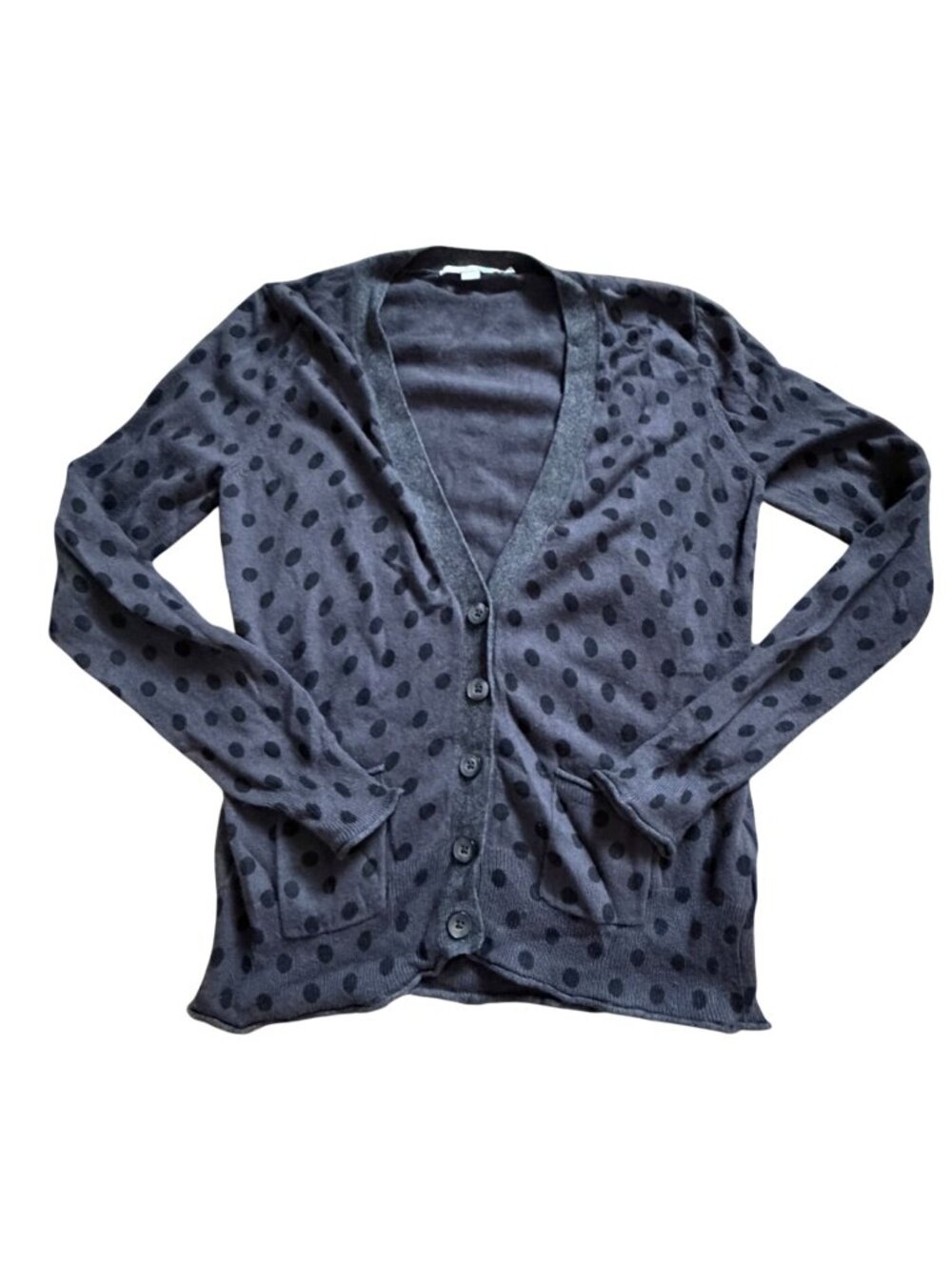 Boden Womens Polka Dot Cardigan-Gray-Size 10-GUC